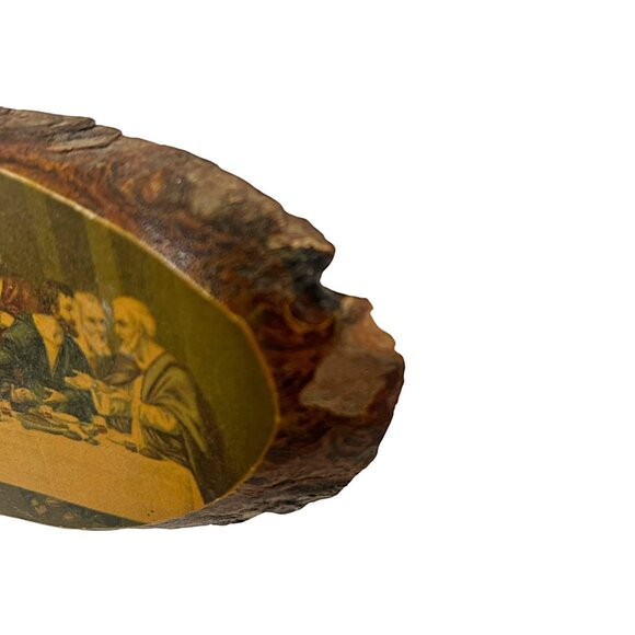 Vintage Wood Slice Last Supper Picture Plaque - Picture 3 of 4